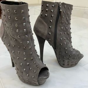 Rock & Republic platform booties with silver studs and peep-toe